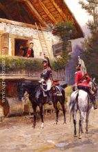 Mounted First Empire Dragoons In Front Of A Country House