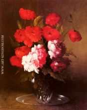 Pink Peonies And Poppies In A Glass Vase