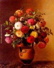 Still Life of Dahlias in a Vase