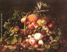 A Still Life Of A Basket Of Fruit And Roses