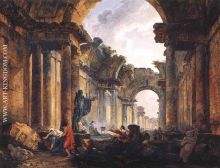 Imaginary View Of The Grande Galerie In The Louvre In Ruins