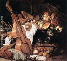 Vanitas Still Life with Musical Instruments