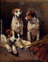 Three Hounds With A Terrier