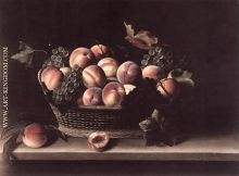 Basket with Peaches and Grapes