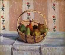 Still Life, Apples and Pears in a Round Basket