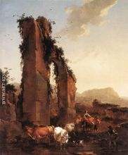 Peasants With Cattle By A Ruined Aqueduct