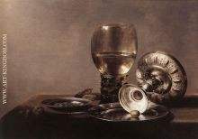 Still life with Wine Glass and Silver Bowl