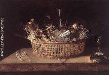 Still Life Of Glasses In A Basket