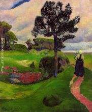 Mother and Child on a Breton Landscape