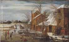 Winter scene with skaters