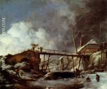 Wouwerman winterlandschaft holzsteg