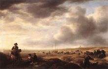 Beach near Scheveningen with Fish Sellers