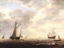 A Dutch Man of war and Various Vessels in a Breeze