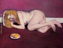 Nude Blond Woman with Tangerines